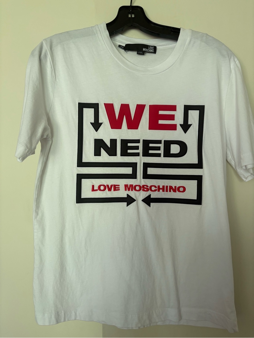Love Moschino White Tee with Red & Black Graphic
